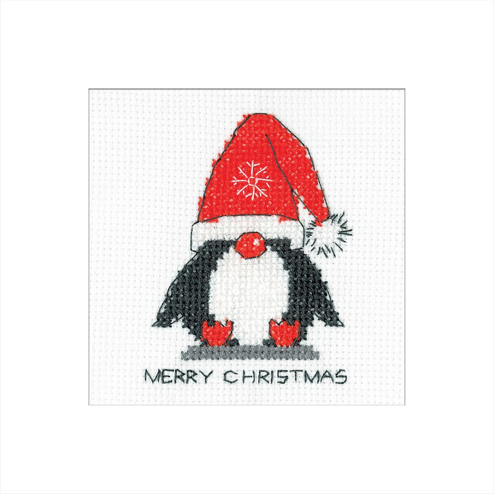 Penguin  Santa - Gonk Cross Stitch Card Kit