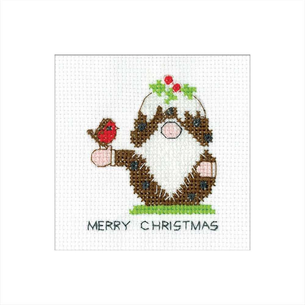 Christmas Pudding & Robin - Gonk Cross Stitch Card Kit