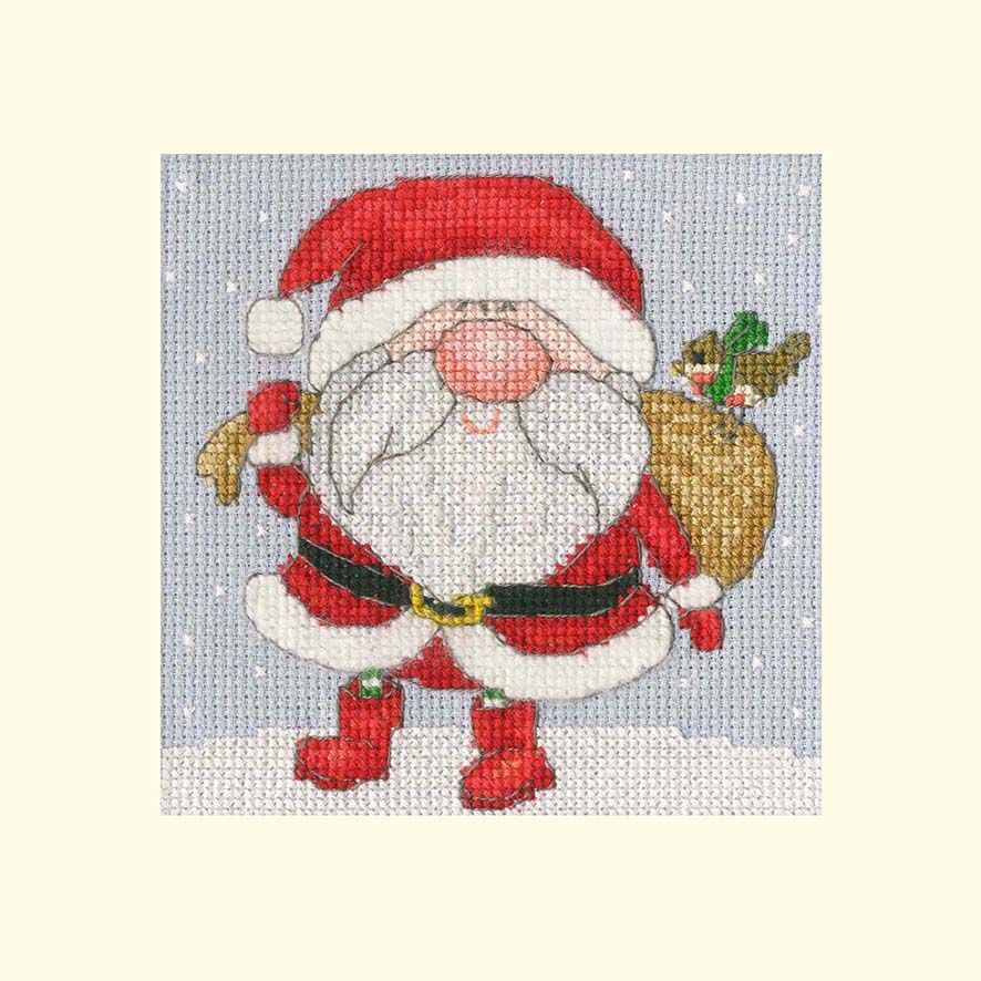 Jolly Santa Cross Stitch Card - Bothy Threads