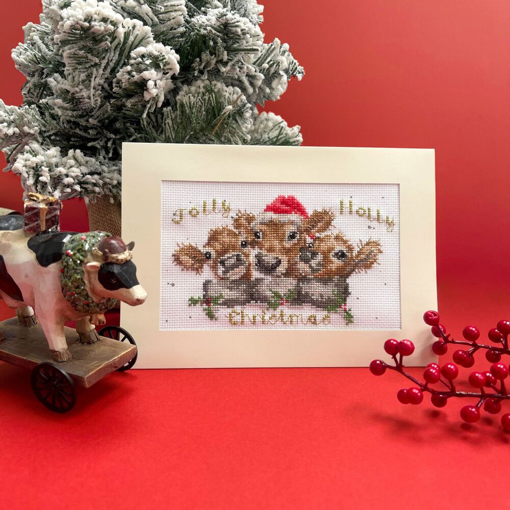 Jolly Holly Christmas Cross Stitch Card