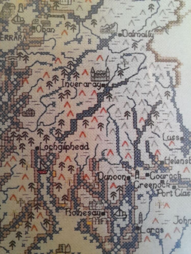 Strathclyde, Scotland - Map Cross Stitch CHART ONLY