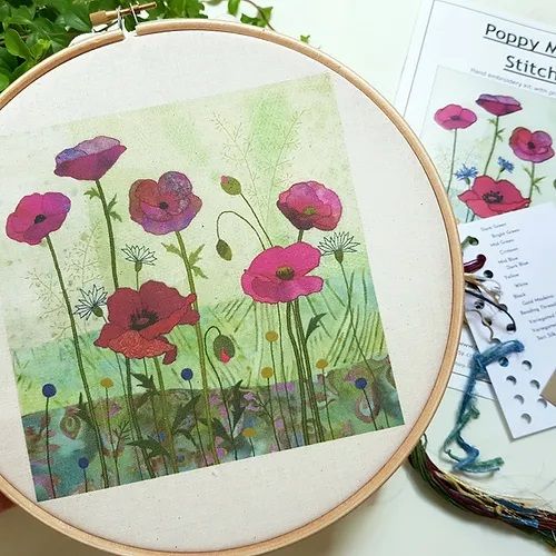 Poppy Meadow Embroidery - Beaks and Bobbins