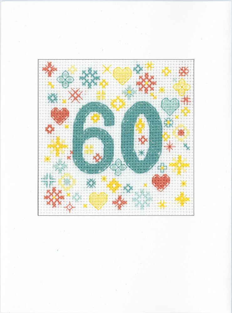 60th Cross Stitch Card Kit - Heritage Crafts