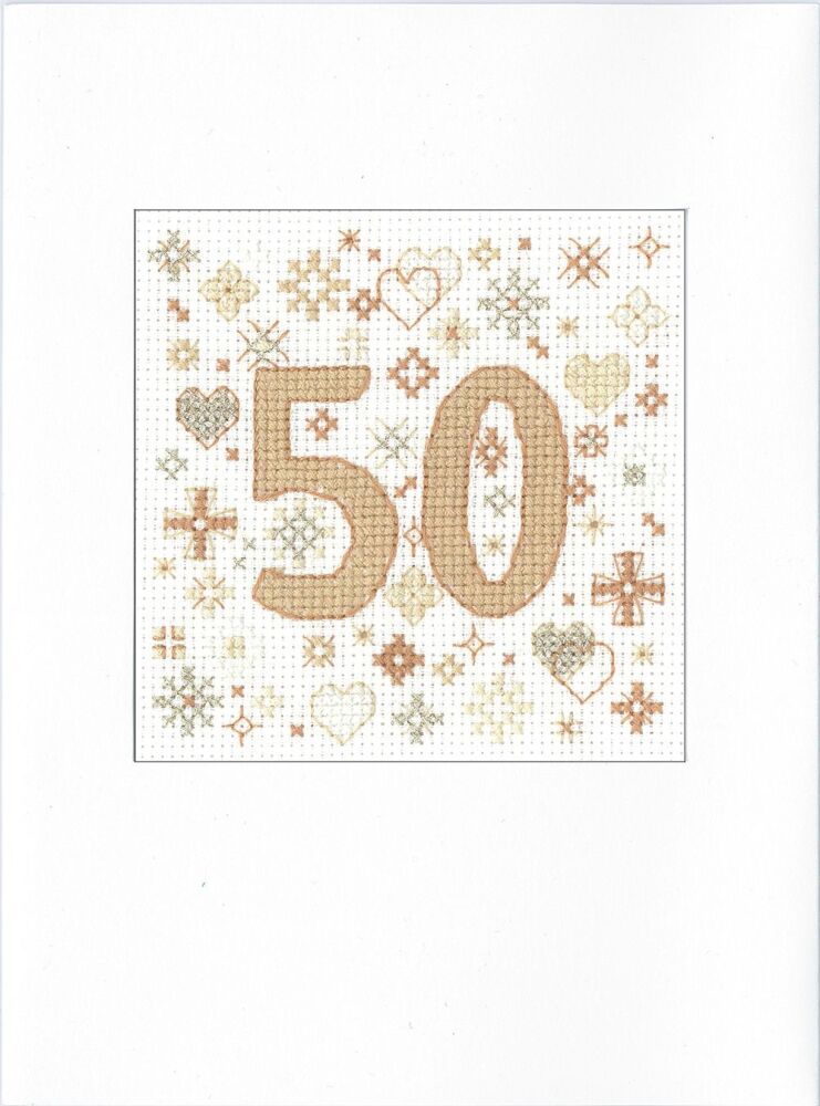 50th Cross Stitch Card Kit - Heritage Crafts