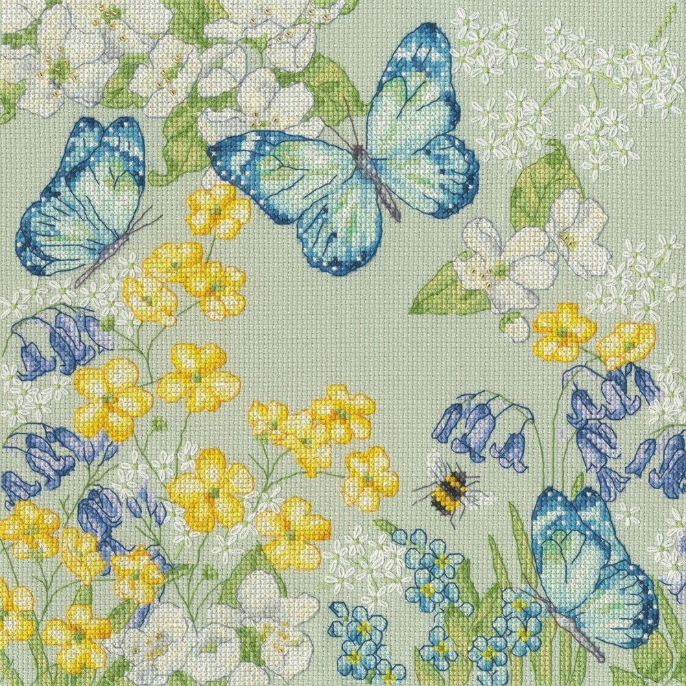 Aquamarine Meadow - Floral Cross Stitch