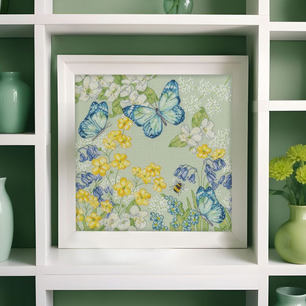 Aquamarine Meadow - Floral Cross Stitch