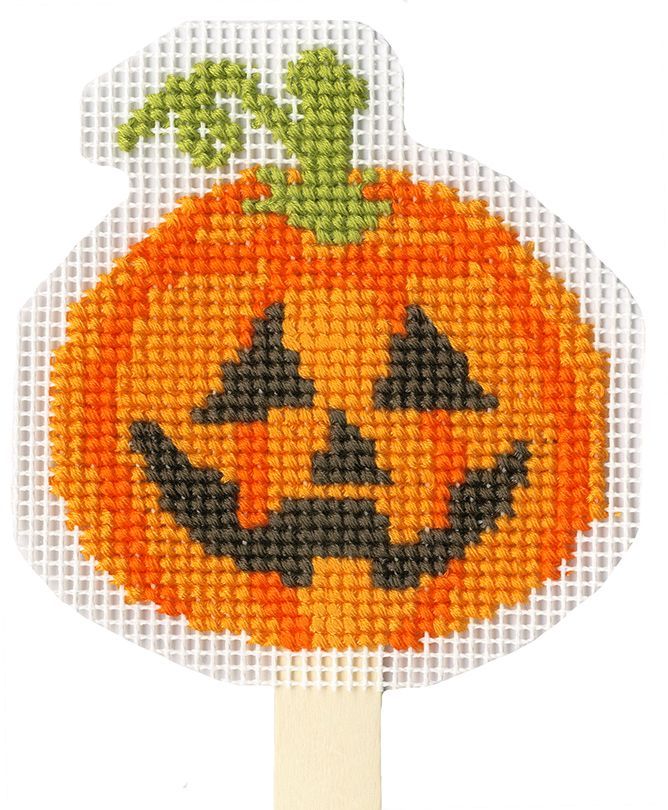 Spooky Pumpkin Cross Stitch Bookmark - Ages 6-10