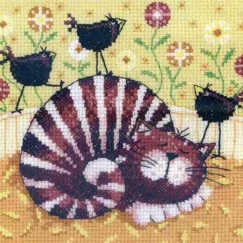 Bird of a Feather Cat Cross Stitch Chart - Heritage Crafts