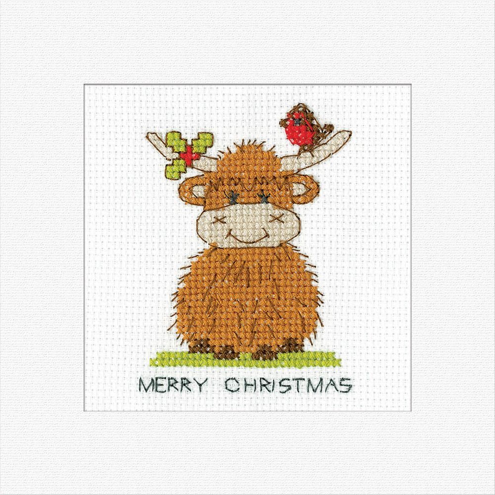 Highland Robin and Holly Cross Stitch Card Kit