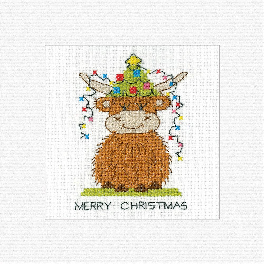 Highland Christmas Lights Cross Stitch Card Kit