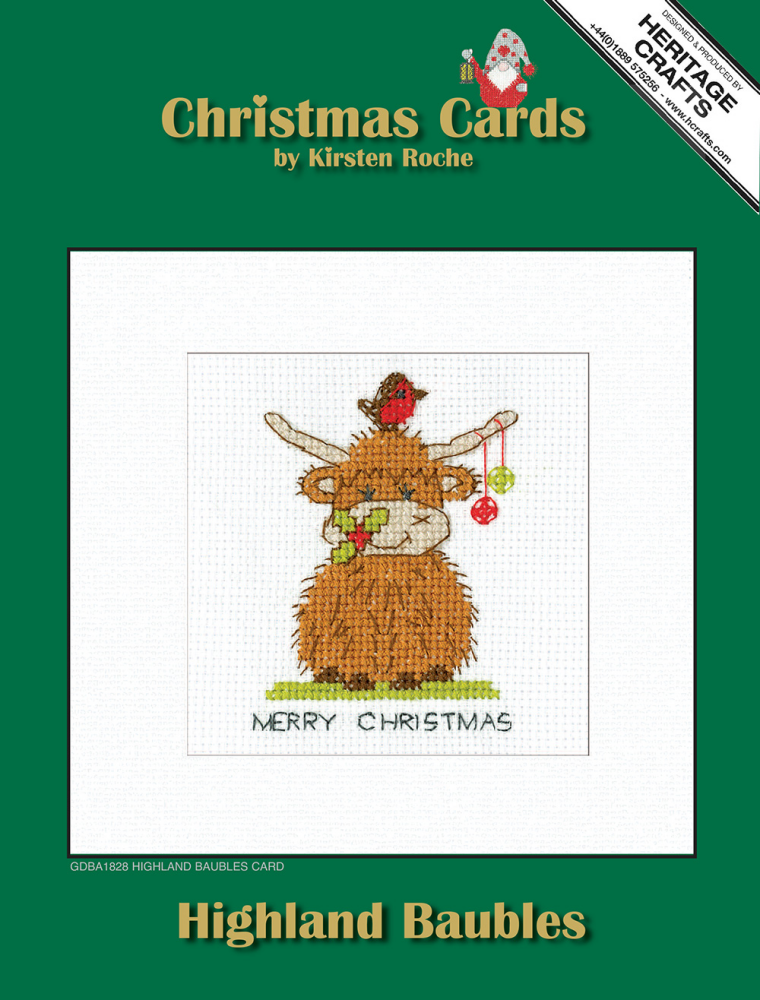 Highland Christmas Baubles Cross Stitch Card Kit