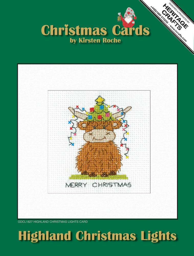 Highland Christmas Lights Cross Stitch Card Kit