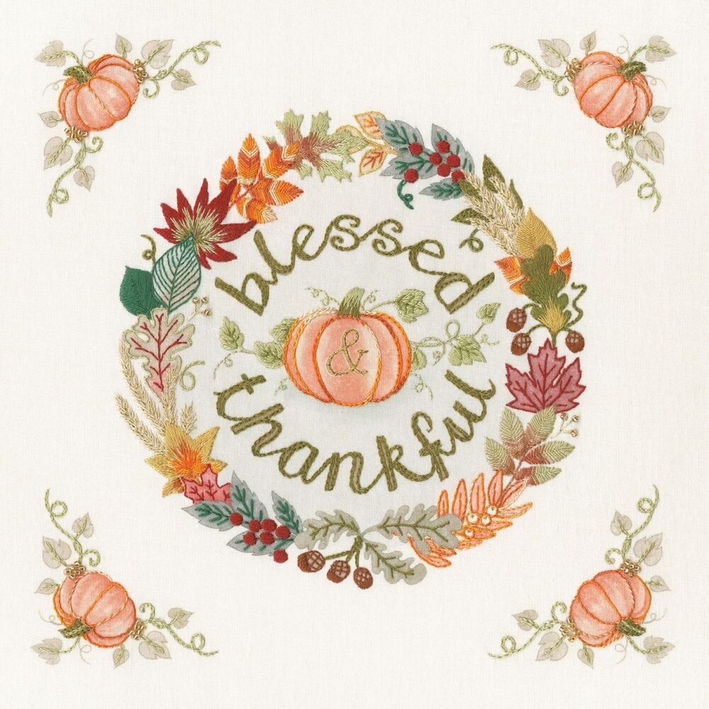 Blessed and Thankful Pumpkin Embroidery - Bothy Threads