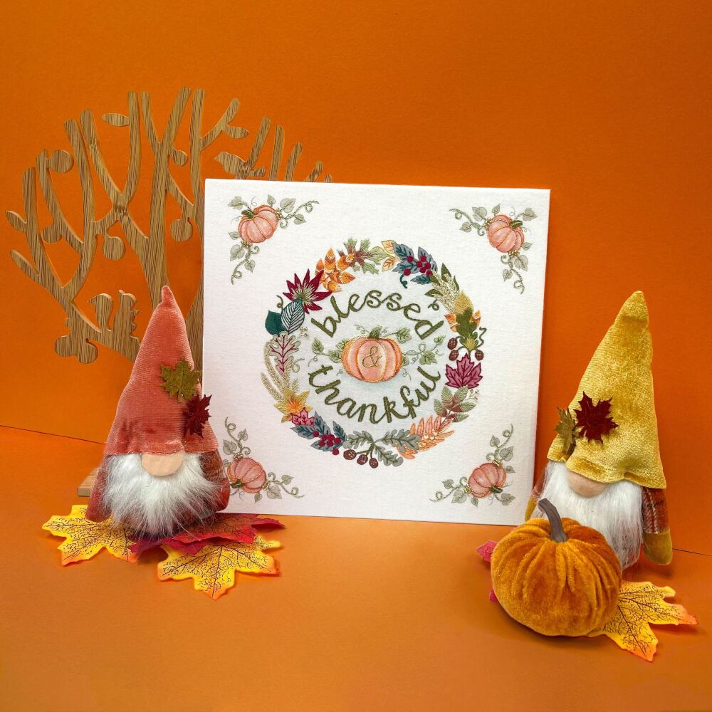 Blessed and Thankful Pumpkin Embroidery - Bothy Threads