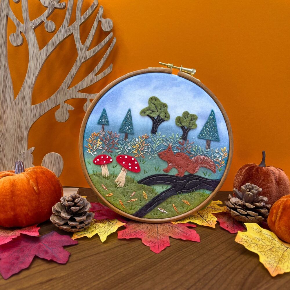 A Woodland Walk Fox Felt Embroidery (includes hoop).