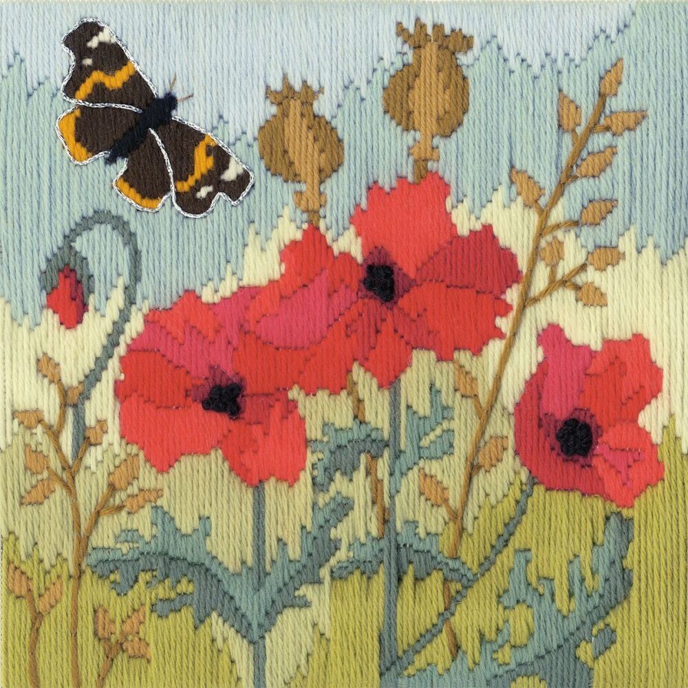 Red Poppies - Wool Long Stitch