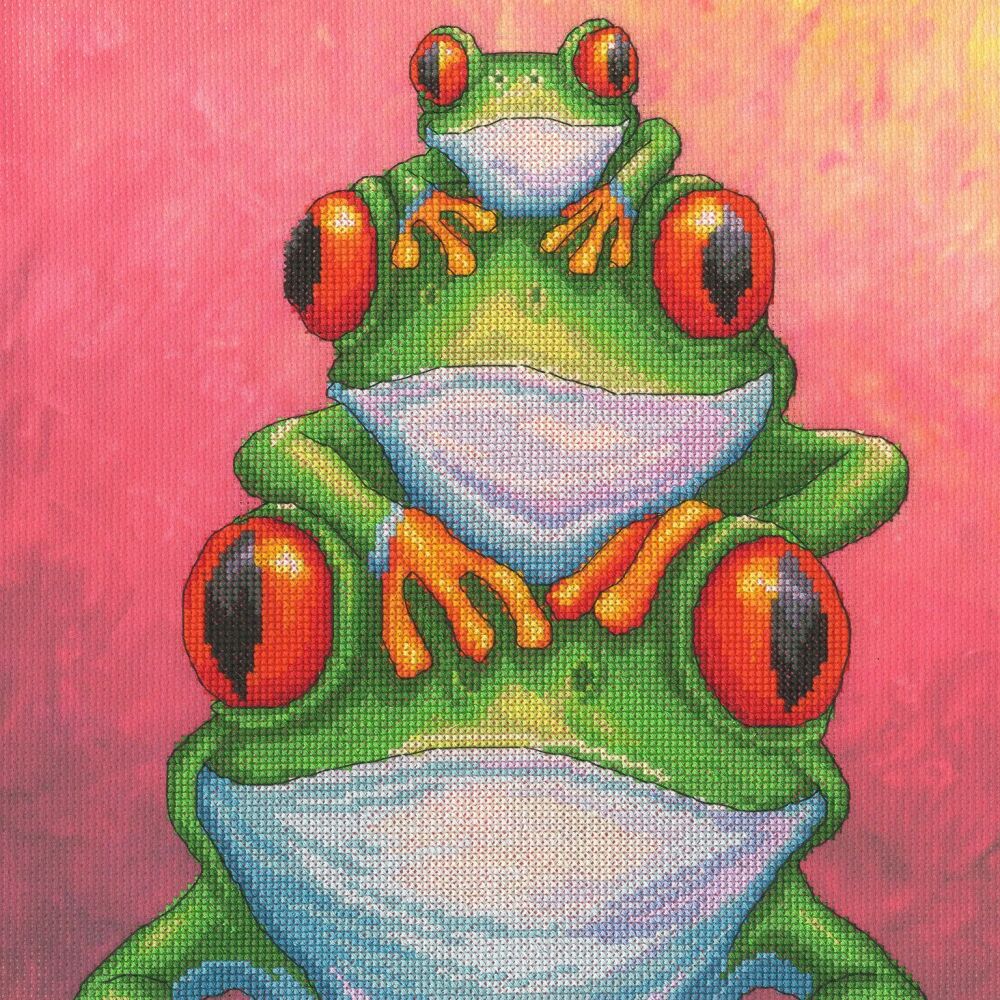 Vibrance Frogs Cross Stitch