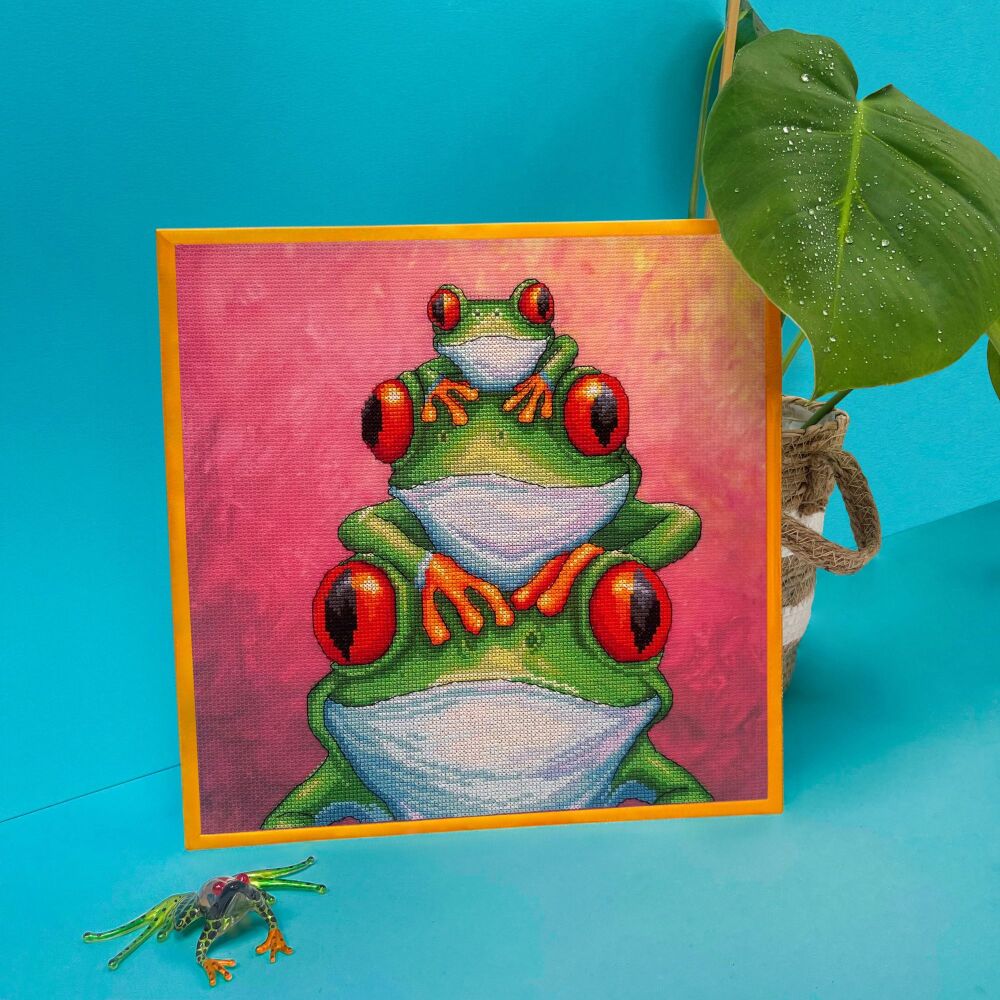 Vibrance Frogs Cross Stitch