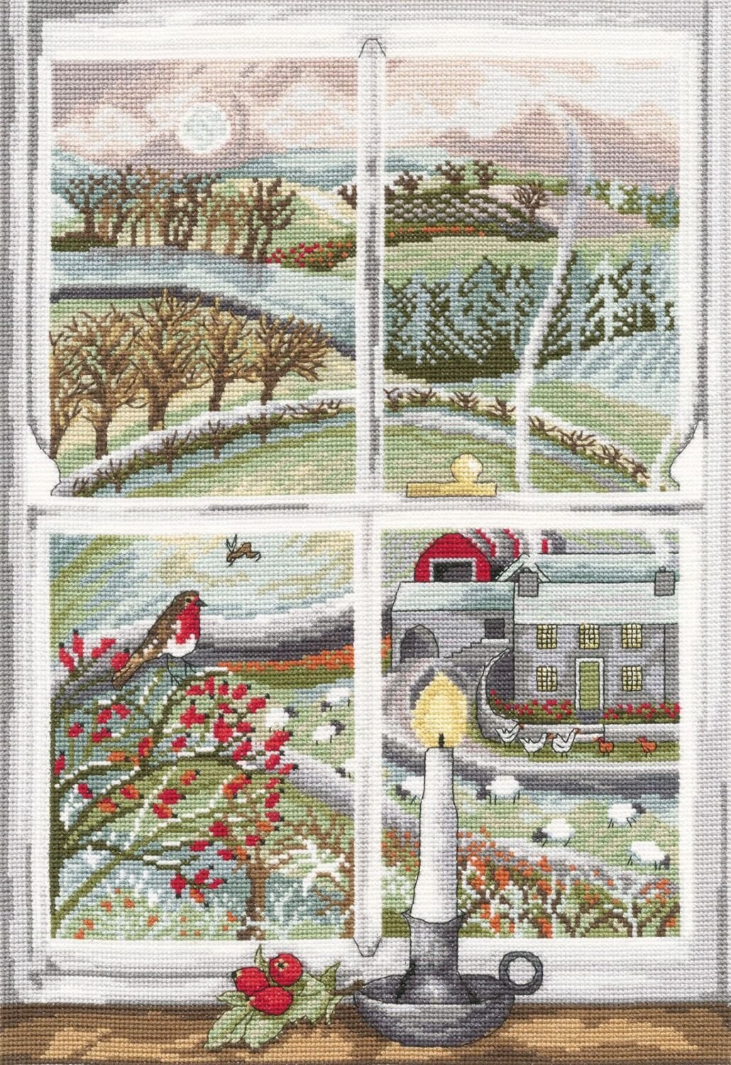 Rosehip  Window - Driftwood Designs Cross Stitch