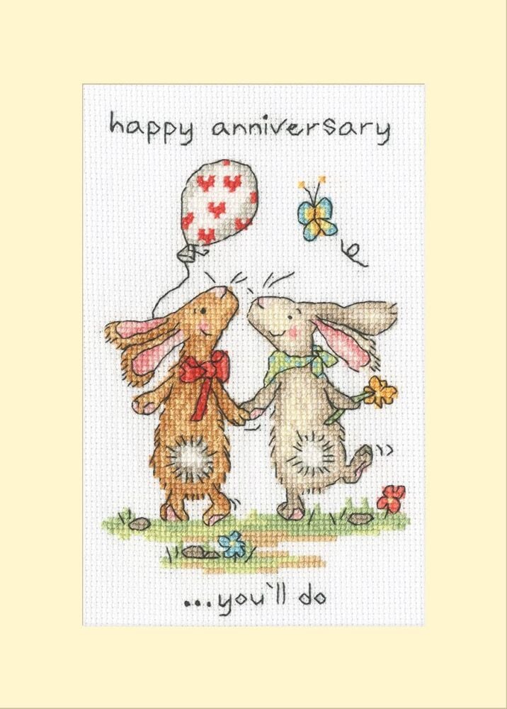 You'll Do Anniversary Cross Stitch Card - Bothy Threads