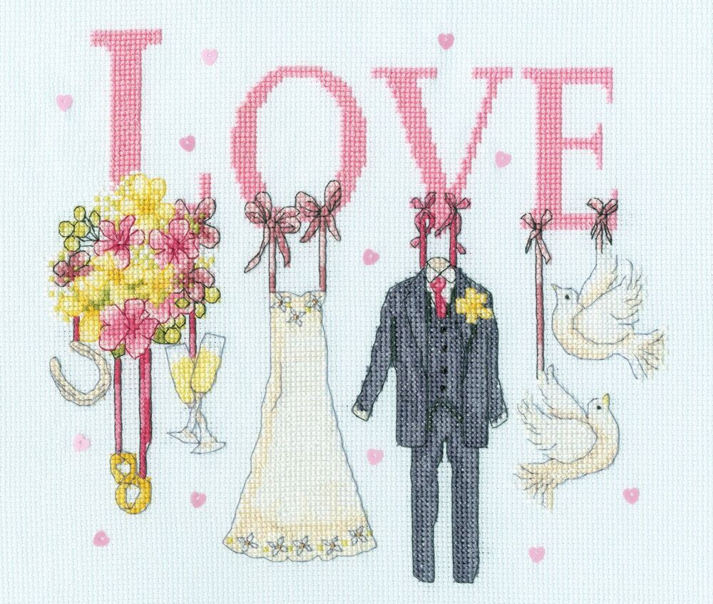 It Must be Love - Wedding Cross Stitch Sampler