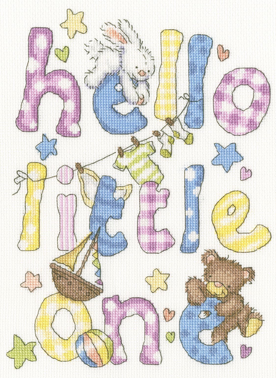 Hello Little One Baby Cross Stitch Sampler