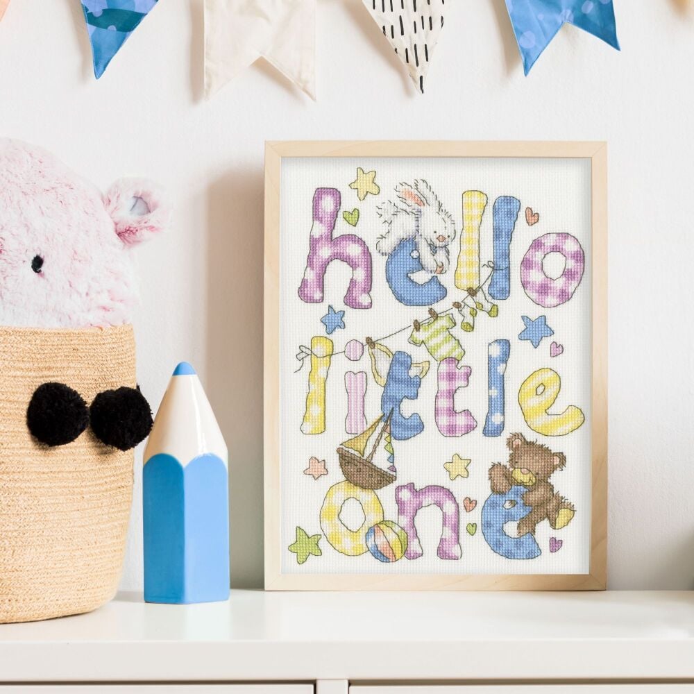 Hello Little One Baby Cross Stitch Sampler