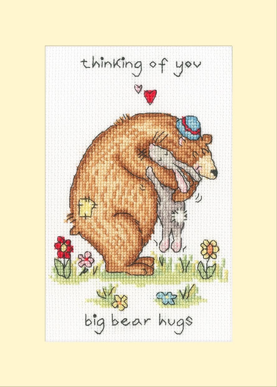 Big Bear Hugs Cross Stitch Card - Bothy Threads