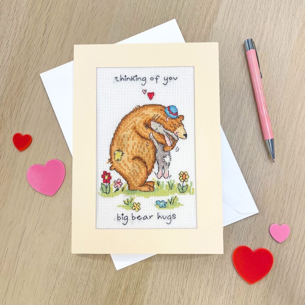 Big Bear Hugs Cross Stitch Card - Bothy Threads