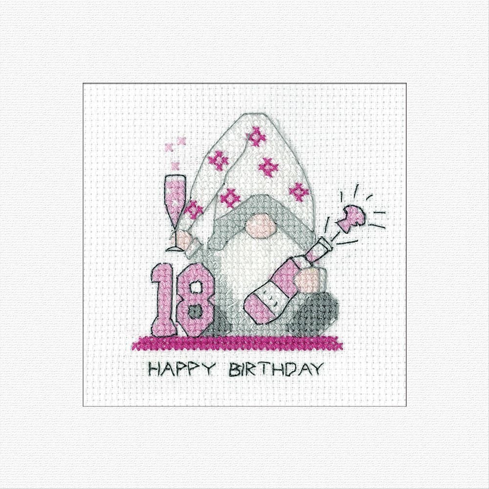 18th Birthday (Pink) Gonk Cross Stitch Card Kit