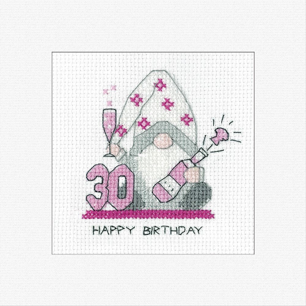 30th Birthday (Pink) Gonk Cross Stitch Card Kit