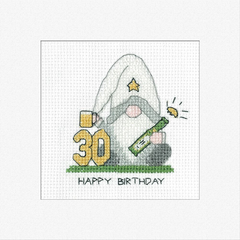 30th Birthday (Green) Gonk Cross Stitch Card Kit