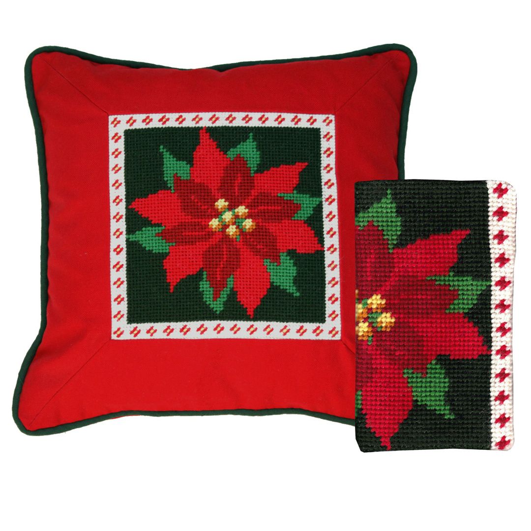 Poinsettia Tapestry Kit (Plain Canvas)