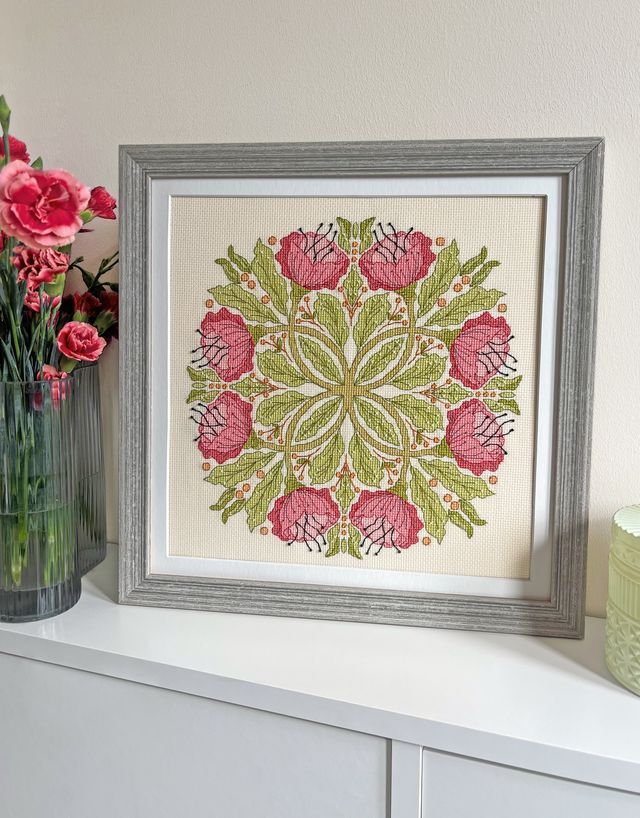 Celtic Poppies Mandala Cross Stitch