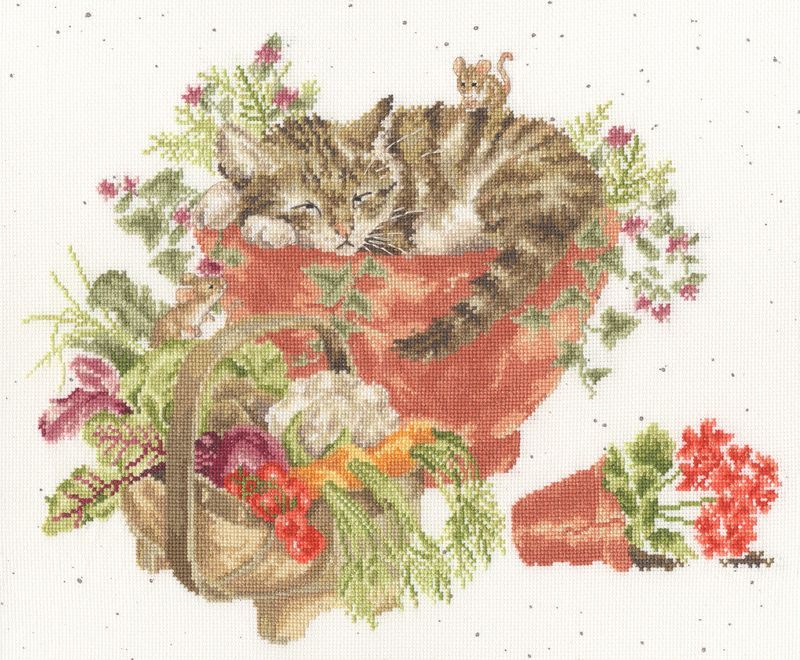 Purrrfect Spot Tabby Cat Cross Stitch - Hannah Dale