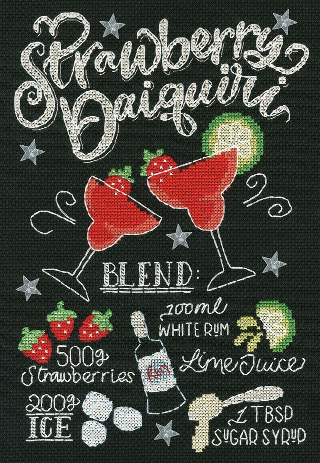 Strawberry Daiquiri Chalkboard - Bothy Threads Cross Stitch