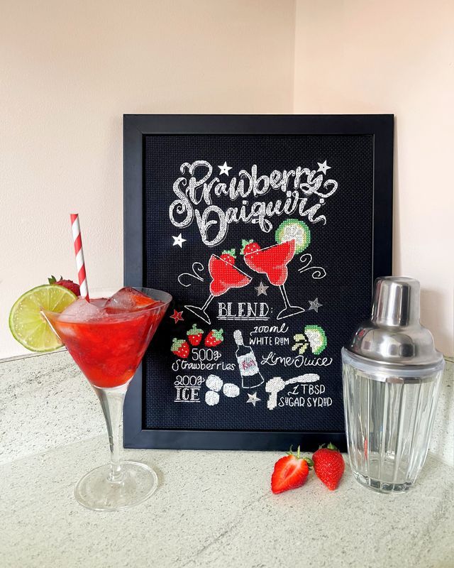 Strawberry Daiquiri Chalkboard - Bothy Threads Cross Stitch