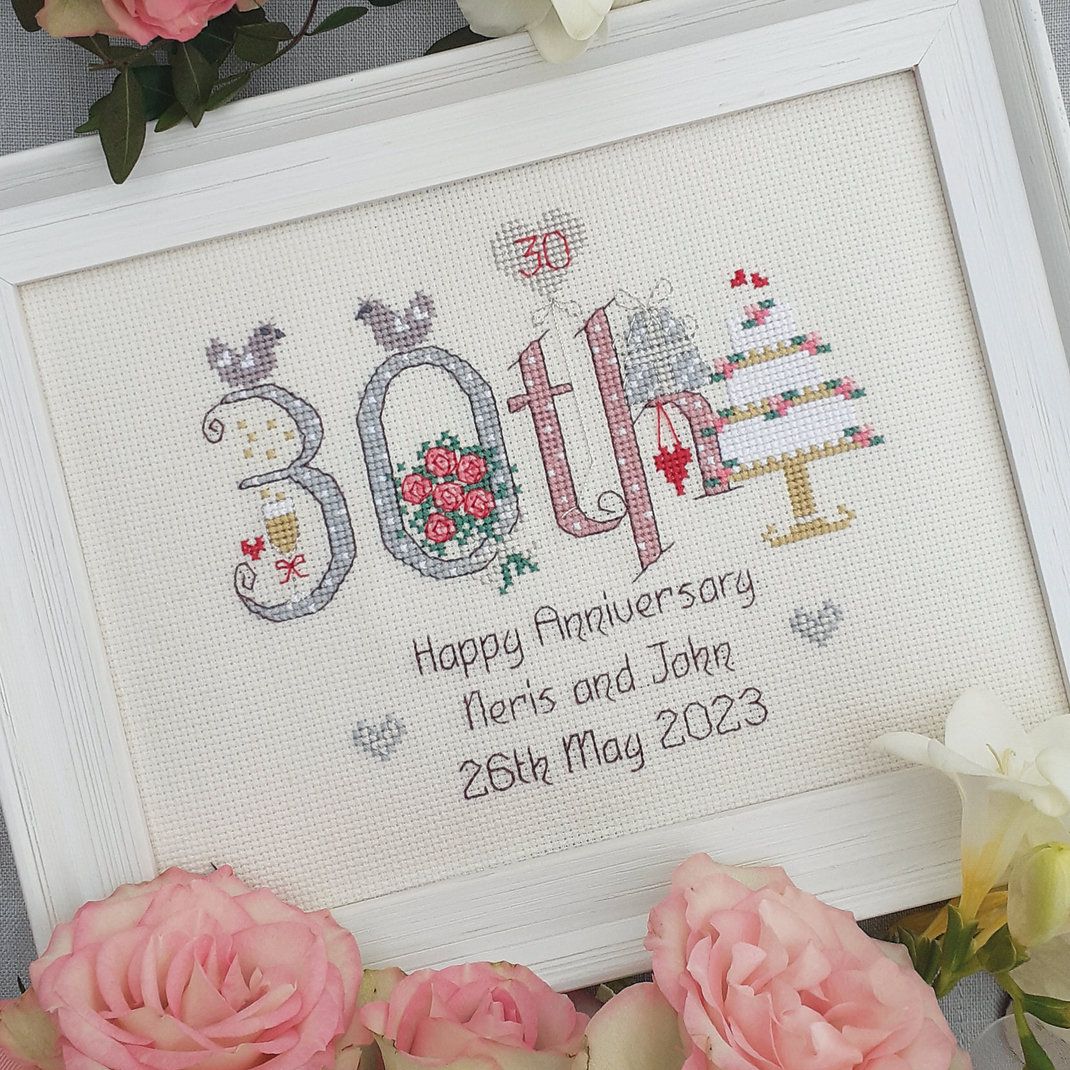 30th Anniversary Numbers (Pearl) - Nia Cross Stitch