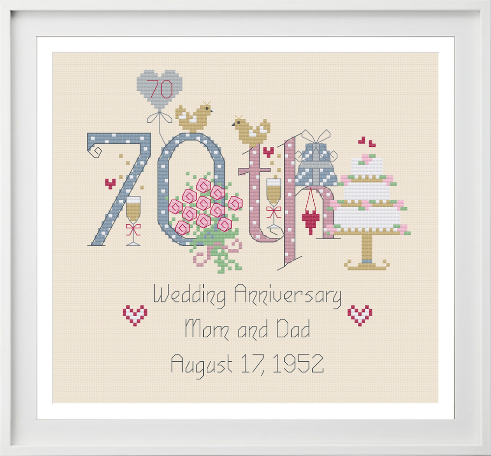 Platinum Anniversary 70 Years Numbers - Nia Cross Stitch