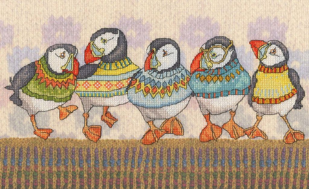 A Fair isle Flock - Puffin Cross Stitch