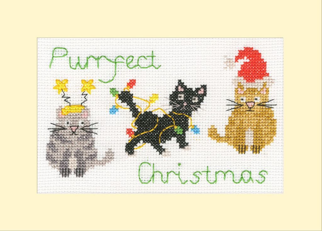 Purrfect Christmas - Christmas Cross Stitch Card