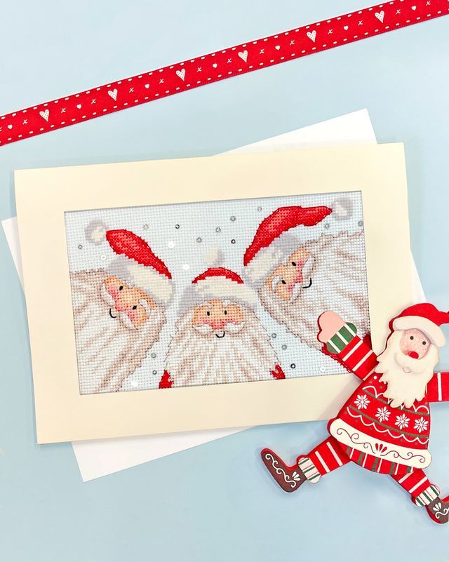 Santa Selfie - Christmas Cross Stitch Card