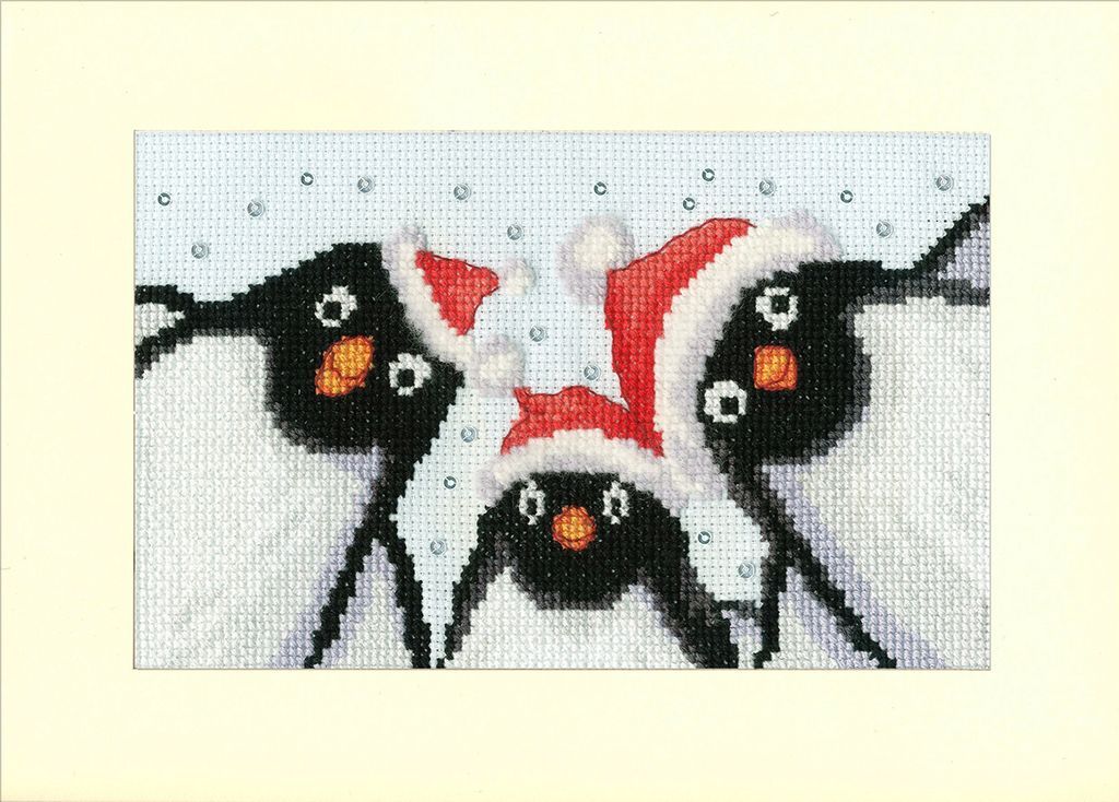 Penguin Selfie - Christmas Cross Stitch Card