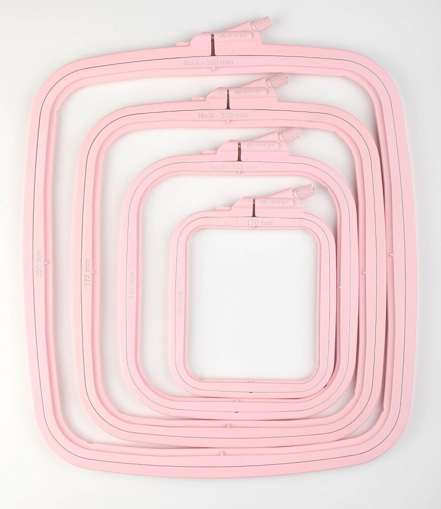 Nurge Set of 4 Rectangular Cross Stitch Hoops - Pink