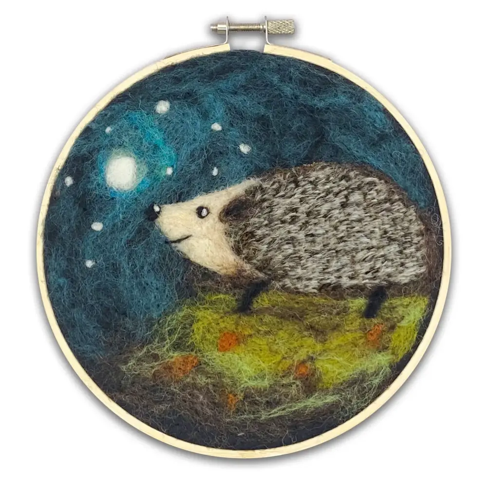 Hedgehog in a hoop Needle Felting Kit