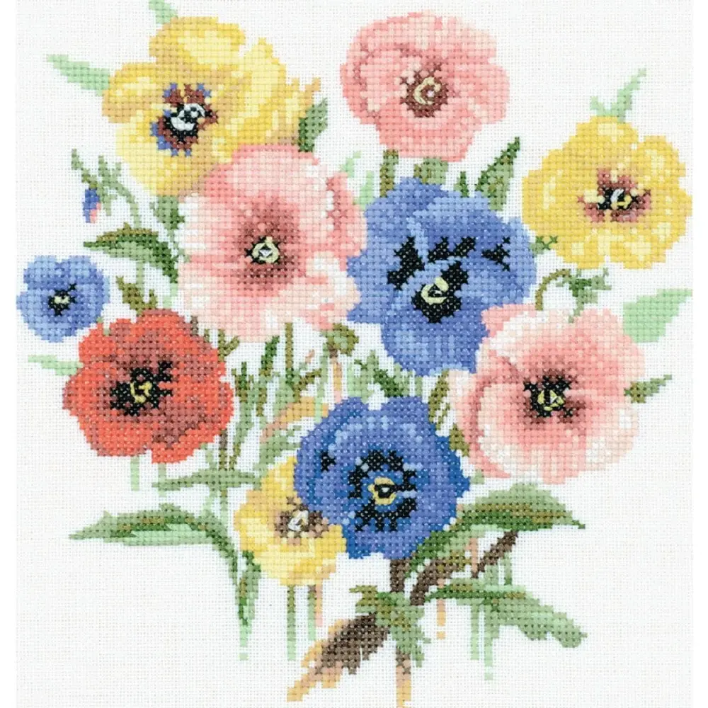 Pansy Posy - Valerie Pfeiffer Floral Cross Stitch