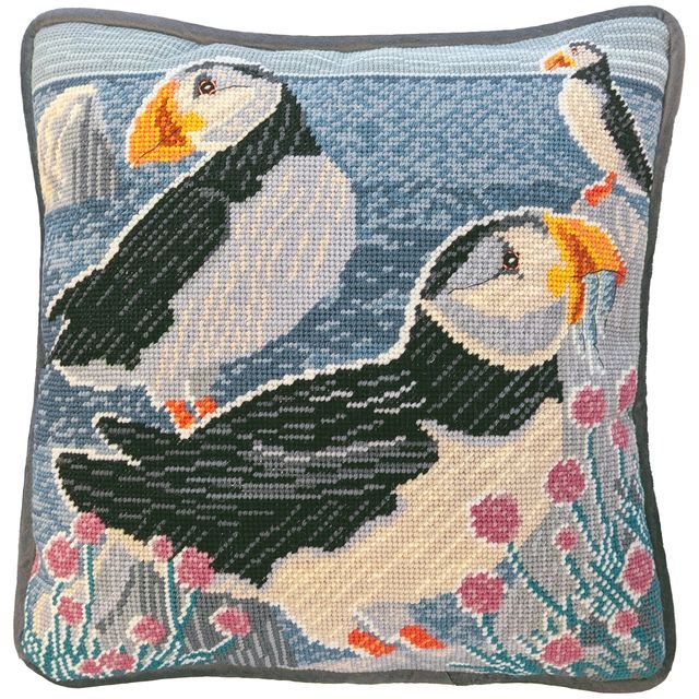 Sea Thrift Puffins Tapestry - Bothy Threads