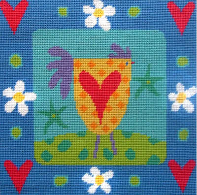 Chicken and Hearts Tapestry Kit - Stitching Shed
