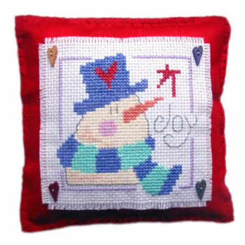 Snowman Cushion Cross Stitch