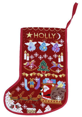 Red Stocking Xmas Tapestry  (Plain Canvas)